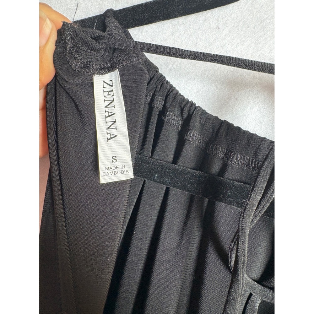 Zenana Black Halter Neck Jumpsuit Open Back High Slit Harem Leg Small - Picture 8 of 10